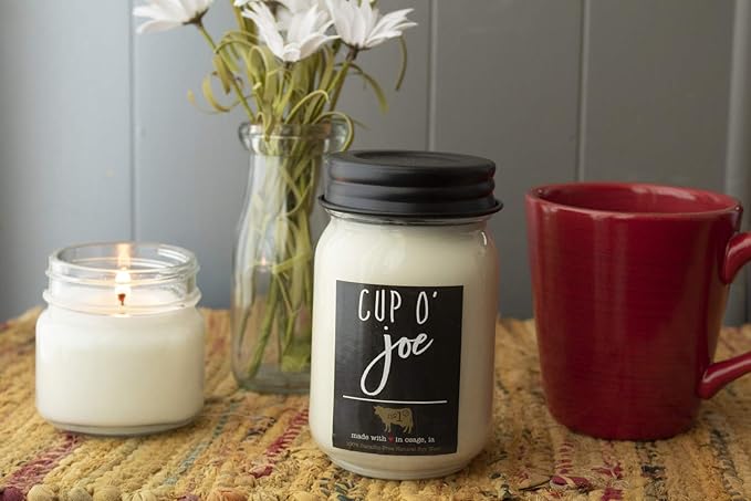 Milkhouse Candle Company - Cup O' Joe - 26oz Beeswax and Soy Candles - Farmhouse Collection - 100% Natural, Paraffin Free, with Premium Fragrance Oil, Glass Jars with Lids
