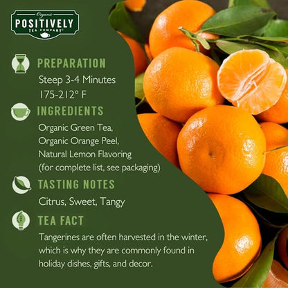 Organic Positively Tea Company, Green Tangerine, Green Tea, Loose Leaf, 16 Ounce
