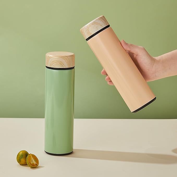 15oz Water Bottle Stainless Steel Thermos Flask - Insulated Vacuum, Leak Proof, Keeps Drinks Hot/Cold - Ideal for Coffee, Tea, Water - Pink