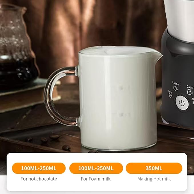 4 in 1 Electric Milk Frother, One-Touch Switch Operation, Automatic Detachable Hot & Cold Frother and Steamer, 700ML Coffee Frother for Cappuccino, Latte, Mocha, Hot Chocolate