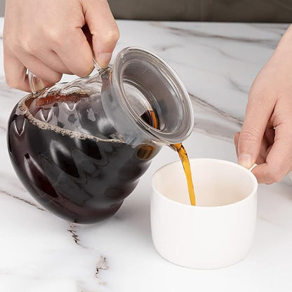 Restaurantware Restpresso 22 Ounce Coffee Carafe 1 Insulated Coffee Server - Push-Button Top Wide Spout Clear Glass Coffee Pitcher Built-In Handle Leakproof