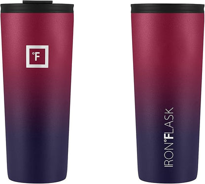 IRON °FLASK Classic Tumbler - Vacuum Insulated Stainless Steel Water Bottle, Double Walled, Drinking Cup, Insulated Travel Mug (Dark Rainbow, 24 oz Solid Lid)