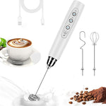 Load image into Gallery viewer, Milk Frother Handheld for Coffee, Electric Whisk 3 Speed Adjustable, Drink Mixer with Stainless 3 Whisks, Rechargeable Hand Frother Wand, Foam Maker for Latte Cappuccino Hot Chocolate Egg White