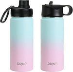 Load image into Gallery viewer, DRINCO Stainless Steel Water Bottle Spout Lid Vacuum Insulated Double Wall Water Bottle Wide Mouth (40oz 32oz 22oz 18oz 14oz) Leak Proof Keeps Cold or Hot (18 oz, 18oz Macaron)