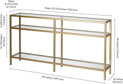 Henn&Hart Sivil Console Table, 55" Wide, Gold