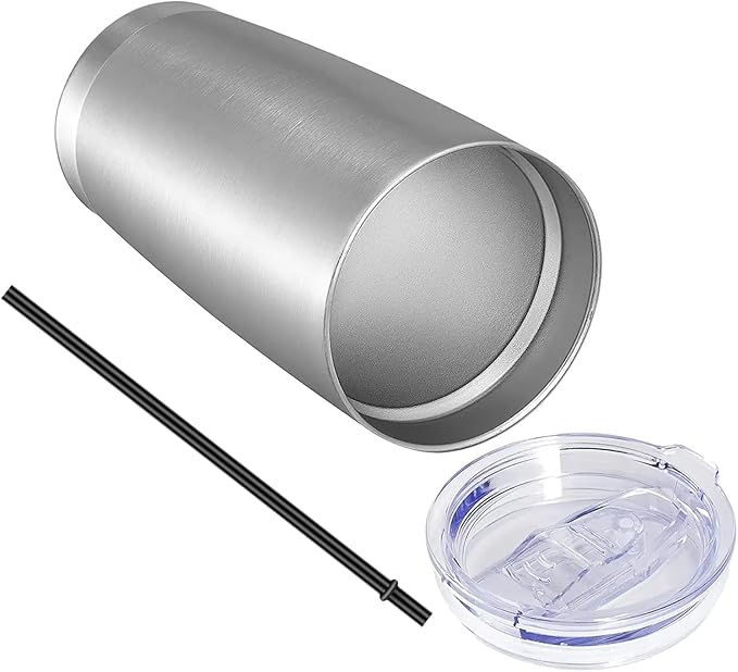 VEGOND 20oz Tumbler with Lid and Straw Stainless Steel Tumbler Cup Bulk Vacuum Insulated Double Wall Travel Coffee Mug Powder Coated Coffee Cup(Stainless 12 Pack