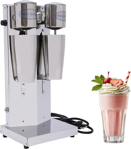 Electric Milkshake Maker Machine, 180W Double Head Milk Shake Mixer Machine with 28oz Stainless Steel Mixing Cup, Commercial Milkshake Blender & Drink Mixer for Home or Business