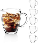 Load image into Gallery viewer, D.M DESIGN·MASTER [6 PACK,12 OZ - Premium Glass Coffee Mugs with Handle. Transparent Tea Glasses for Hot/Cold Beverages, Perfect Design for Americano, Cappuccino, Tea and Beverage.