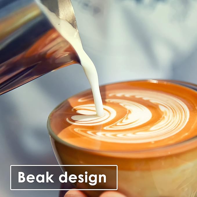Stainless Steel Milk Frothing Pitcher - 20oz (600ml) for Espresso Machine, Cappuccino, Latte Art