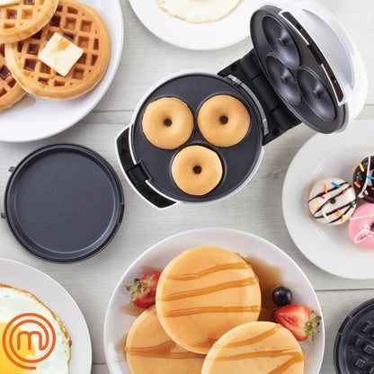 MasterChef 3-in-1 Mini Holiday Breakfast Maker- Make Eggs Pancakes Donuts Waffles & More in 1 Easy to Use Appliance! 3 Removable NonStick Cooking Plates for Quick Cleaning Storing- Compact Cooker Gift
