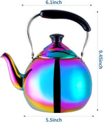 Load image into Gallery viewer, Whistling Tea Kettle for Stovetop Induction Stainless Steel Tea pot Whistle Kettles Gas Stove Top Fast Boiling Water Modern Rainbow Iridescent Color Mirror Finish 2 Quart