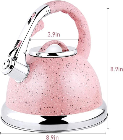 Whistling Tea Kettle for Stovetop, 3.2 Quart Tea Pot Food Grade Stainless Steel Teapot, Teakettle Compatible with All Stove Tops (Color : 9)