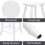 Load image into Gallery viewer, chairus 24" White Backless Counter Height Bar Stools Set of 4, Farmhouse Wooden Counter Stools with Round Seat &amp; Turned Legs, Rustic Vintage Colonial Short Bar Chairs for Kitchen Island
