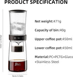 Load image into Gallery viewer, Cold Brew Coffee Maker 450ML, Ice Drip Coffee Brewer,Slow Dripper Coffee Maker with Fine Mesh Filter, Adjustable Water Flow (Dark Brown)