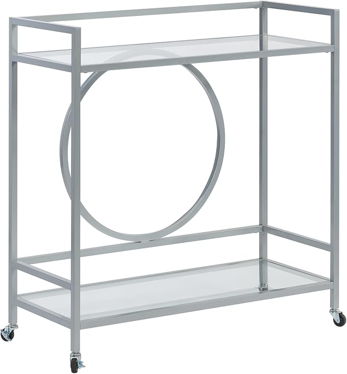 Sauder International Lux Bar Cart, Silver Finish