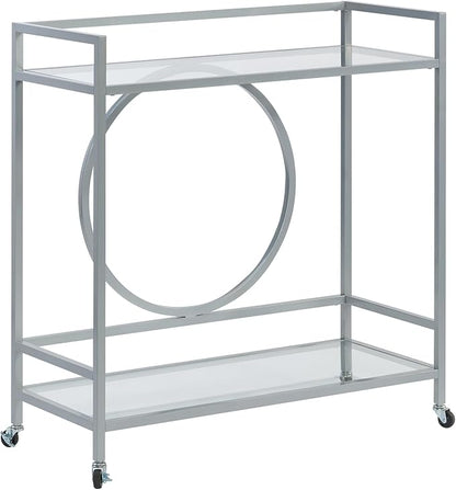 Sauder International Lux Bar Cart, Silver Finish