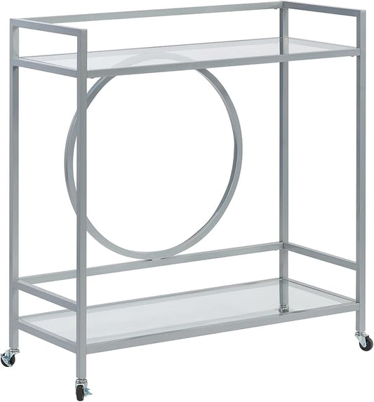 Sauder International Lux Bar Cart, Silver Finish