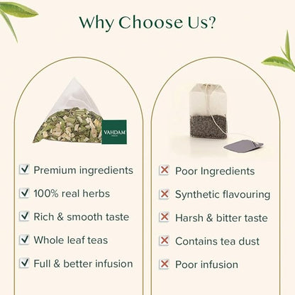 VAHDAM, Ginger Mint Green Tea Bags (100 Count) High Grown Green Tea with Raw Ginger | Medium Caffeine | Non GMO, Gluten Free | Mint Tea Bags | Resealable Ziplock Pouch