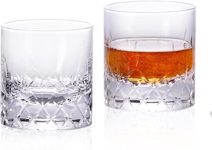 KAMMAK Whiskey Glasses Set, 7.7 oz (220 ml) Old Fashioned Tumbler, Thick Base Glass with Delicate Rim & Seamless Design for Scotch, Bourbon, Cocktails