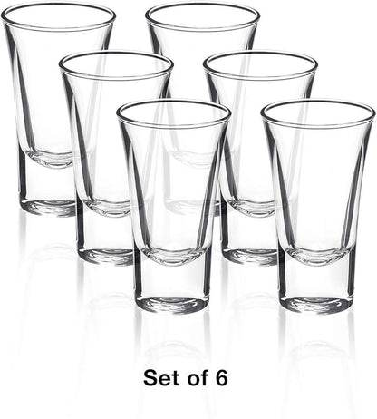 Bormioli Rocco Dublino Collection Shot Glasses - Set of 6 Clear Shot Tumblers With Heavy Base – 2-Ounce Shooter Glass For Spirits & Liquors – Classic European Design Drinkware For Bar, Pub & Home Use