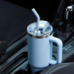 Load image into Gallery viewer, 40 oz Tumbler with Handle and Straw Lid,Insulated Reusable Stainless Steel Water Bottle Travel Mug，Cupholder Friendly Double Wall Vacuum Sealed Cup (Sky Blue)