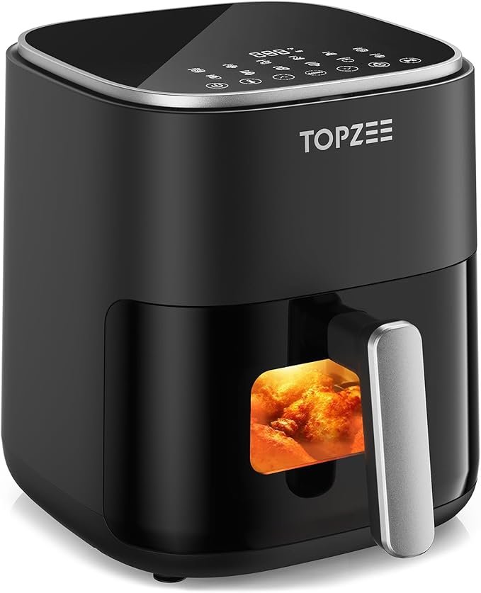 Air Fryer 12-in-1 with 5.5 QT Large Capacity, Compact Air Fryer, 100-400℉ Precise Heat, 360°Hot Air Circulation, 95% Less Oil, Bake, Dry, Reheat, Frozen, Broil, Proof, Black