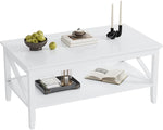 Load image into Gallery viewer, ChooChoo White Coffee Table Classic X Design for Living Room, Rectangular Modern Cocktail Table with Storage Shelf, 39 Inch