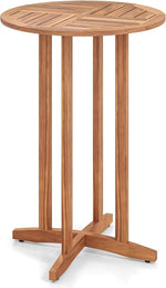 Load image into Gallery viewer, Tangkula Outdoor Acacia Wood Bar Table, 39" Patio Bar Height Round Table with Slatted Tabletop, High Top Bistro Dining Table, Pub Height Round Table for Garden, Deck, Porch and Yard