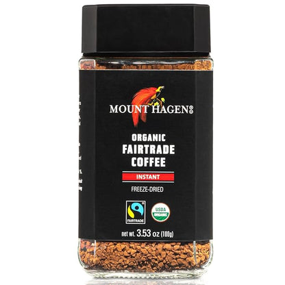 Mount Hagen 3.53oz Organic Freeze Dried Instant Coffee | Eco-friendly Coffee Made From Organic Medium Roast Arabica Beans | Organic, Fair-Trade Coffee Instant [3.53oz Jar]