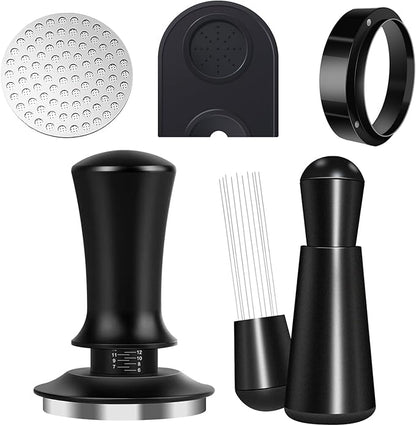 Espresso Accessories Kit 51mm, Coffee Tamper Set with Espresso Tamper, WDT Tool, Espresso Tamper Mat, Espresso Dosing Funnel, Puck Screen, Espresso Tools for 51mm Coffee Machine Accessories