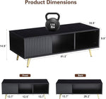 Load image into Gallery viewer, COSVALVE 41.3IN LED Black Coffee Tables for Living Room with 16 Colors LED Lights, Modern Minimalist Coffee Table with Fluted Panel, Rectangle Center Table Game Table