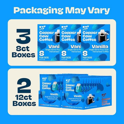 Copper Cow Coffee Premium Vietnamese Coffee: Single-Serve Vanilla Coffees (includes: 24 vanilla coffees)