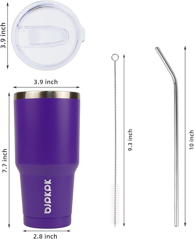 BJPKPK 30 oz Stainless Steel Tumbler With Lid And Straw Vacuum Insulated Double Wall Travel Coffee Water Tumbler,Purple
