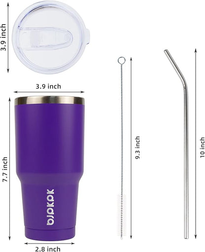 BJPKPK 30 oz Stainless Steel Tumbler With Lid And Straw Vacuum Insulated Double Wall Travel Coffee Water Tumbler,Purple