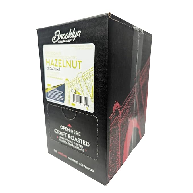 Brooklyn Beans Coffee Pods, Hazelnut Decaf - Compatible with Keurig K Cup Brewers Including 2.0 Machines, 40 Count, Deliciously Nutty Flavor