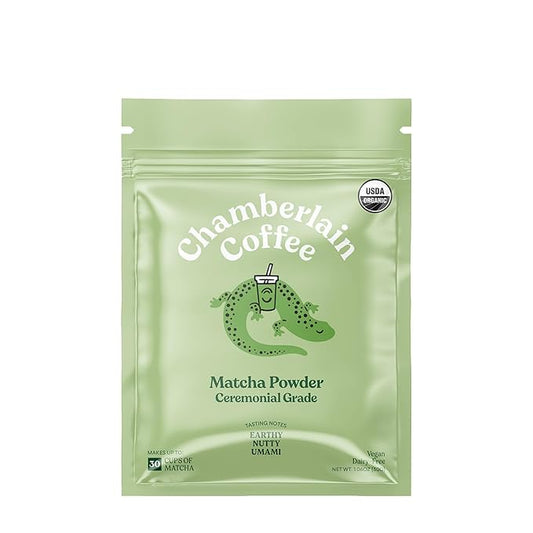 Chamberlain Coffee Ceremonial Matcha Green Tea Powder - Japanese Green Tea + Original Grade Matcha - Hot or Iced - Organic, Vegan & Gluten-Free Matcha Powder, 1.06 oz Pouch