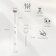 Delm Milk Frother Electric USB Stainless Steel Accessory - Frother Wand Foam Maker for Lattes - Milk Frother Handheld for Cappuccino, Frappe, Matcha, Hot Chocolate - Frother for Coffee (white)