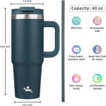 Load image into Gallery viewer, 40 oz Tumbler with Handle and 2 Straws,2 in 1 Lid Insulated Water Bottle Stainless Steel Travel Coffee Mug,Navy blue