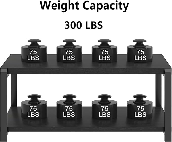 EXCEFUR Black Coffee Table, Modern Rustic Wood Center Table for Living Room, Industrial Rectangle Cocktail Tea Table with Storage Shelf