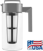 Load image into Gallery viewer, Takeya Tritan Cold Brew Coffee Maker - Airtight Pitcher with Leak-Free Lid - BPA-Free Cold Brew Maker with Silicone Handle - Dishwasher-Safe Pitcher for Homemade Cold Brew - 1 Quart, Stone