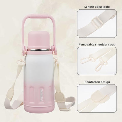 BJPKPK Insulated 27oz Thermal Water Bottle with Lid and Carry Handle Stainless Steel Water Bottles for School,Pink Pearl