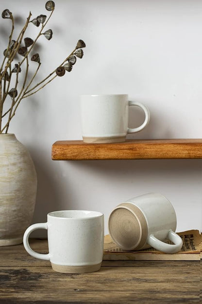 famiware Coffee Mugs for 6, 12 oz Mug Set, Dringking Cup with Handle for Coffee, Tea, Cocoa, Milk, Milkyway serise, White