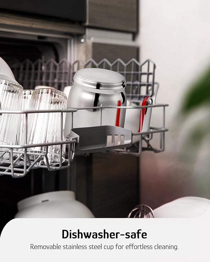 Hazel Quinn Milk Frother - Milk Steamer with Adjustable Temperature & Foam Thickness, Dishwasher Safe, Detachable Base, for Latte/Cappuccino/Hot Chocolate, Cold Foam, 400ML (13.5OZ) - Ruby Red