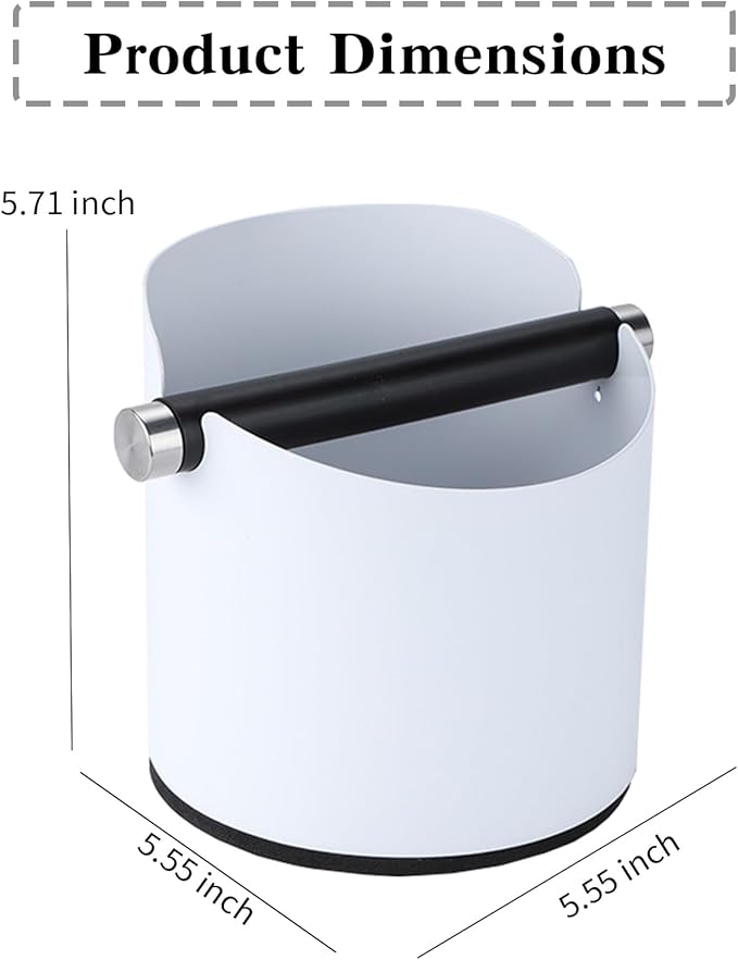 Italian Espresso Tapping Box, Stainless Steel Coffee Grinding Tapping Box, With Detachable Tapping Rod And Anti Slip Rubber Base (White)