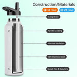 Load image into Gallery viewer, DOMICARE 40 oz Insulated Water Bottle Bulk, Vacuum Insulated Stainless Steel Sports Water Bottle with Straw Lid &amp; Spout Lid, Leakproof, Reusable - Travel, Camping, Bike, White (4 Pack)