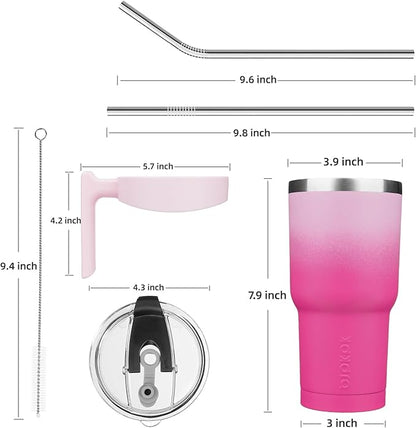 BJPKPK Tumbler With Handle 30oz Stainless Steel Insulated Tumbler Mugs With Lid And Straw For Women And Men,Cherry Blossom