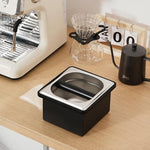 Load image into Gallery viewer, Coffee Knock Box, Espresso Knock Box Coffee Bin Barista Accessories Coffee Machine Accessories, Stainless Steel Small Coffee Knock Box Container with Silicone Knock Bar and Non Slip Base