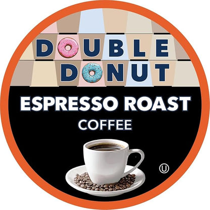 Double Donut Coffee Espresso Roast Blend in Recyclable Single Serve Espresso Pods for the Keurig K Cup Machine, 20 Count