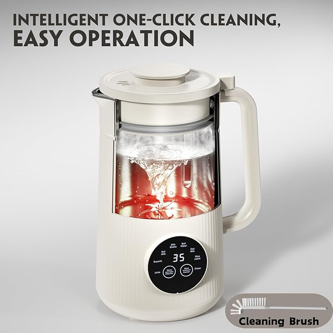Automatic Nut Milk Maker Machine, 8 in 1 Soy Milk Maker, 35 oz Almond Machine Maker, 12-Hour Delay, Keep Warm, Non Dairy Beverages, Juice/Rice Paste/Clean/Milk Shake, 800W Heating, Self Cleaning