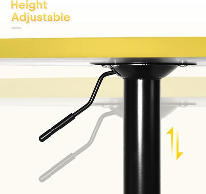 Athena Collection Bar Table Modern Round Cocktail Table Height Adjustable, Tall Bistro Pub Table with Sturdy Base, Suitable for Home, Kitchen, Pub, Restaurant, Yellow